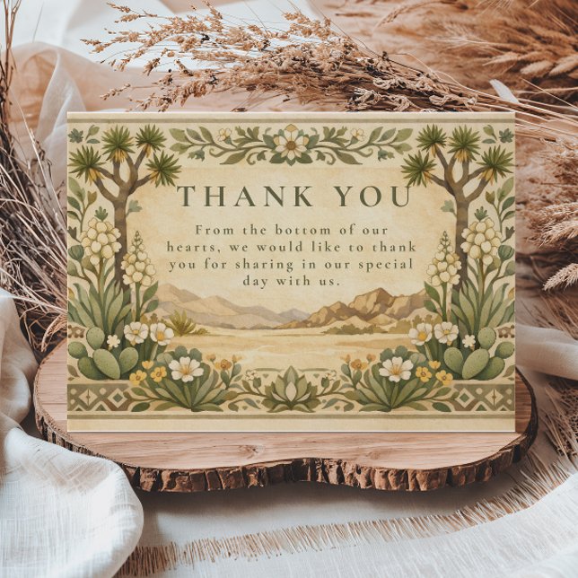 Carte De Remerciements Mariage Botanique Désertique Rustique (Créateur téléchargé)