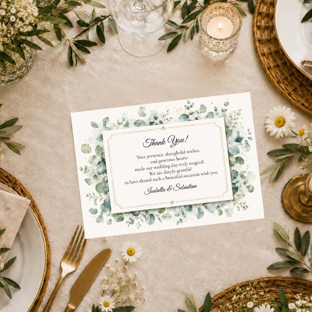 Carte De Remerciements Mariage Botanique Eucalyptus (Créateur téléchargé)