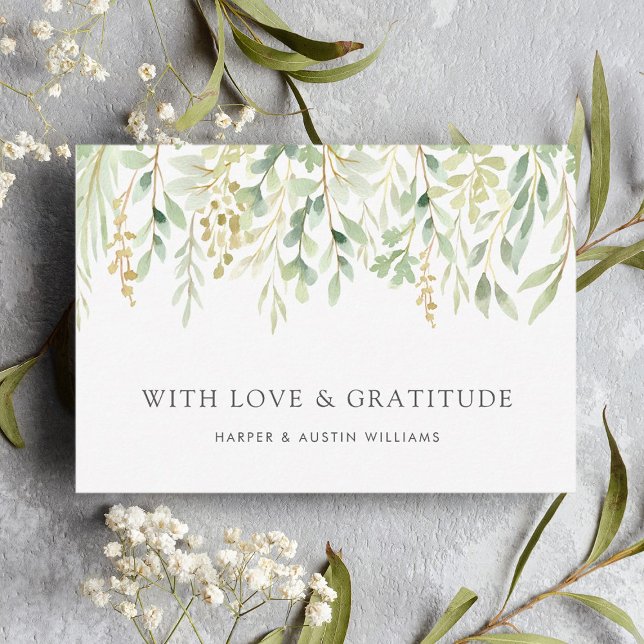 Carte De Remerciements Mariage Botanique Feuillage Vert (Créateur téléchargé)