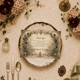 Carte De Remerciements Mariage Botanique Gothique Maussade