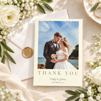 Carte De Remerciements Mariage botanique moderne vert Citron