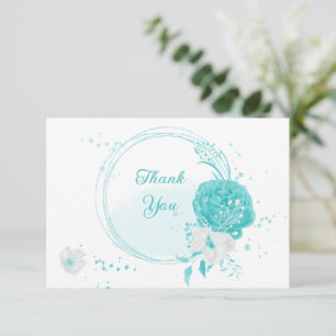 Carte De Remerciements mariage botanique romantique turquoise