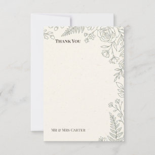 Carte De Remerciements Mariage Botanique Sage