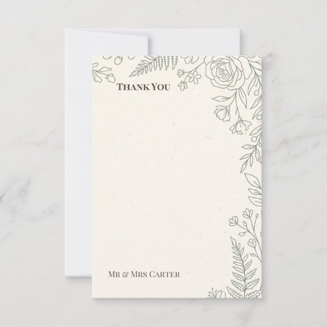 Carte De Remerciements Mariage Botanique Sage (Devant)