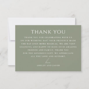 Carte De Remerciements Mariage Botanique Vert Sauge Poussiéreux   Nature 