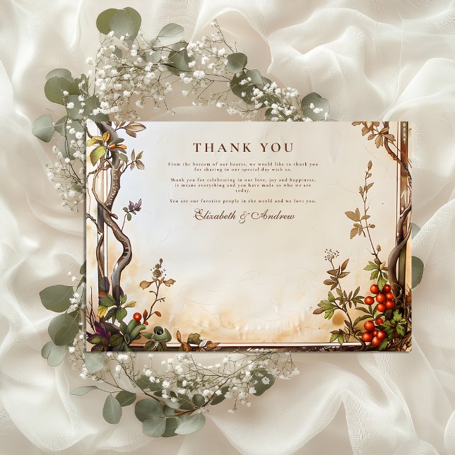 Carte De Remerciements Mariage Branche de Baies Rustique (Créateur téléchargé)