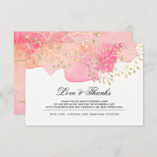 Carte De Remerciements Mariage Branches rose