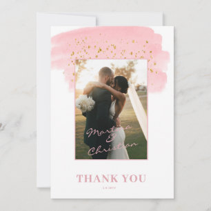 Carte De Remerciements Mariage Brosse Or Rose 