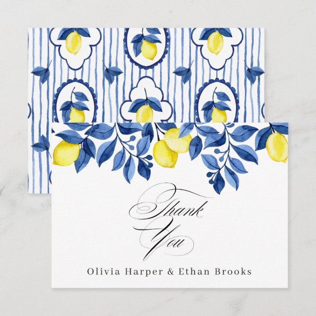 Carte De Remerciements Mariage Brunch au Citron (Devant / Derrière)
