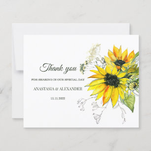 Carte de remerciements Mariage Budget Sunflower.