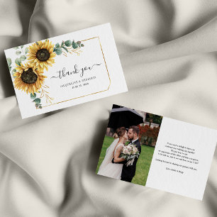 Carte de remerciements Mariage Budget Sunflower Eu
