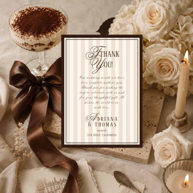 Carte De Remerciements Mariage Calligraphié Espresso à l'Ancienne (Créateur téléchargé)