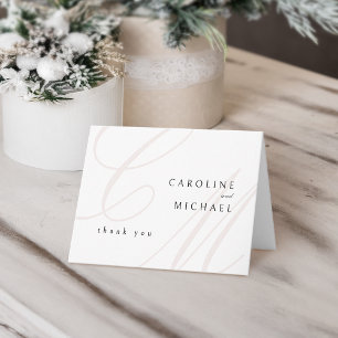 Carte De Remerciements Mariage calligraphié monogramme d'élégance classiq