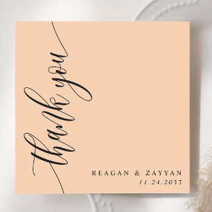 Carte De Remerciements Mariage Calligraphie Script Pêche Douce