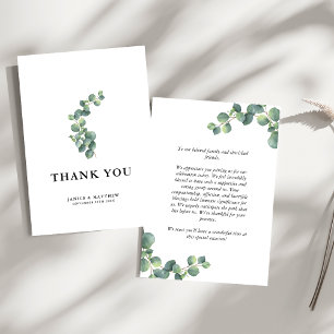 Carte De Remerciements Mariage Campagnard au Feuillage d'Eucalyptus
