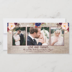 Carte De Remerciements Mariage campagnard rustique en fleur radieuse