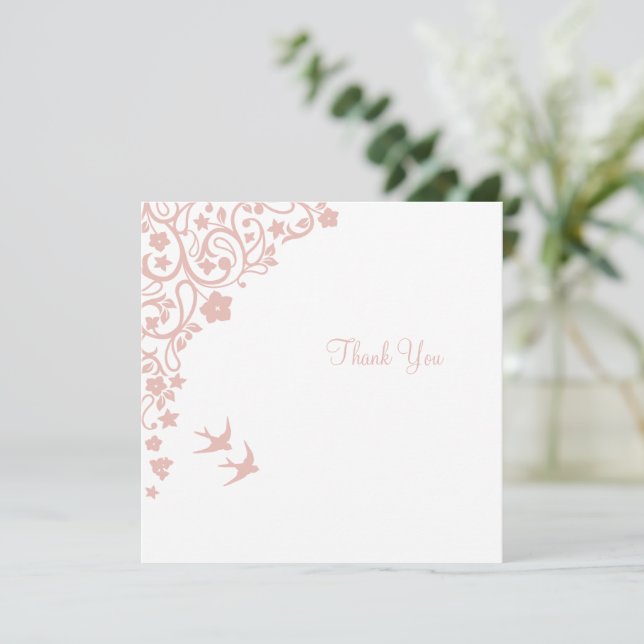 Carte De Remerciements Mariage Carré floral Secret Garden Blush (Debout devant)