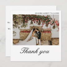 Carte de remerciements Mariage Carré minimaliste