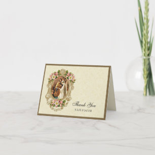 Carte De Remerciements Mariage Catholique Vintage Fleurs de Cerisier Reli