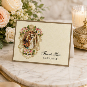Carte De Remerciements Mariage Catholique Vintage Fleurs de Cerisier Reli