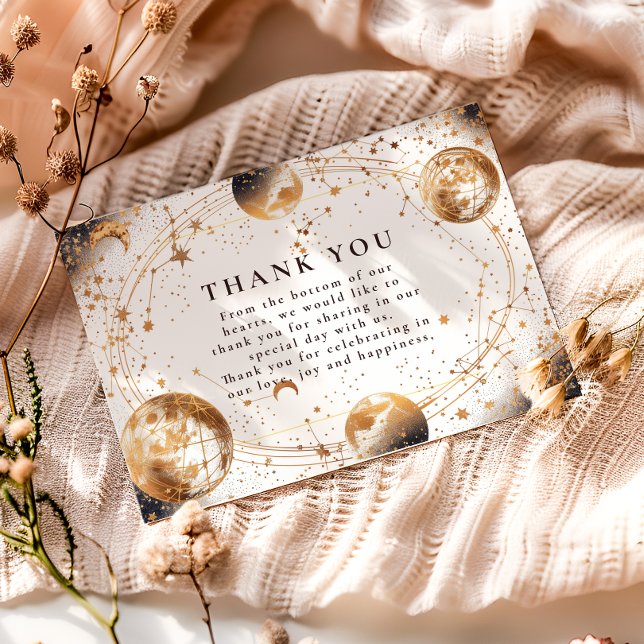 Carte De Remerciements Mariage céleste au clair de lune doré (Créateur téléchargé)