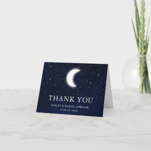 Carte De Remerciements Mariage Céleste Note Ciel Lune Étoiles