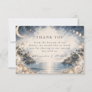 Carte De Remerciements Mariage Céleste sur une Plage Éthérée