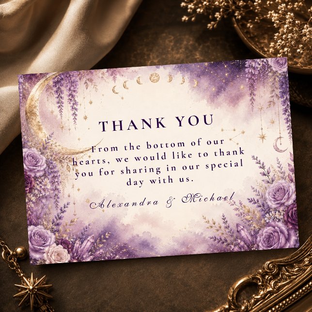 Carte De Remerciements Mariage céleste violet enchanté (Créateur téléchargé)
