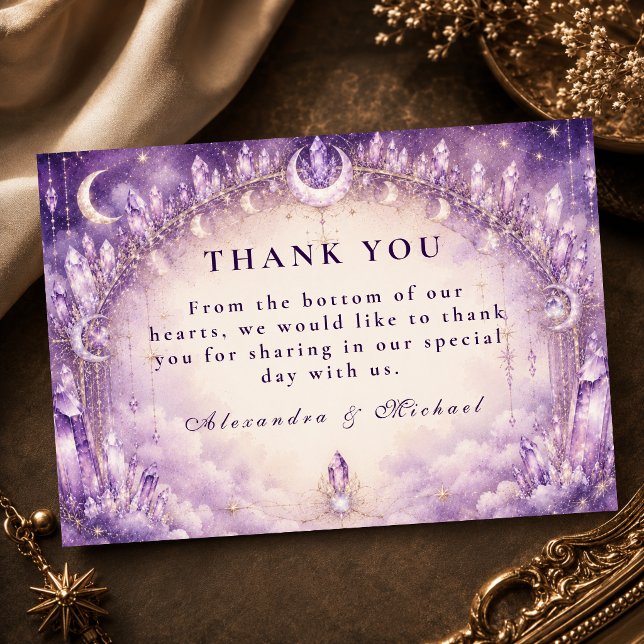 Carte De Remerciements Mariage céleste violet éthéré (Créateur téléchargé)