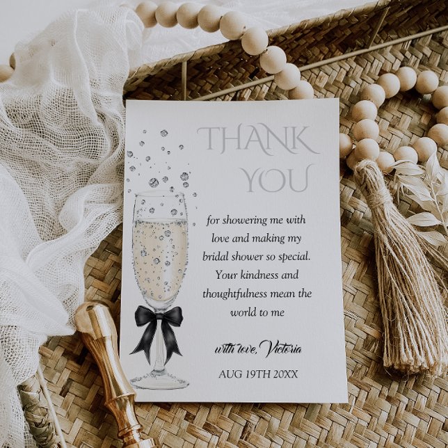 Carte De Remerciements Mariage Champagne à l'arc (Créateur téléchargé)
