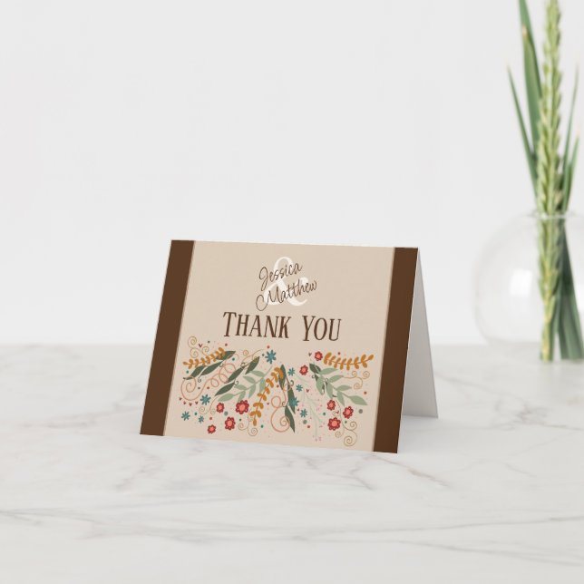 Carte De Remerciements Mariage Champêtre Élégant et Ravissant Inspirativi (Devant)