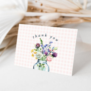 Carte De Remerciements Mariage Champêtre Fleur Sauvage Bocal Mariée