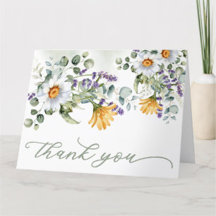 Carte De Remerciements Mariage Champêtre Fleurs Sauvages Colorées Pliable