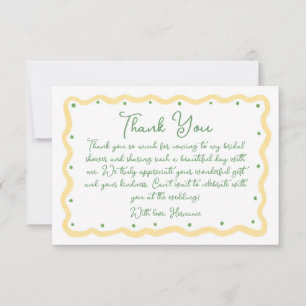 Carte De Remerciements Mariage Champêtre Jaune Vert Peint à la Main