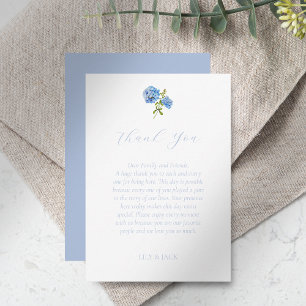 Carte de remerciements Mariage chic Blue Hydrangea