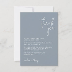 Carte De Remerciements Mariage Chic Élégant Moderne Bleu Poussiéreux