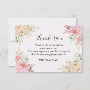 Carte De Remerciements Mariage Chic Roses Champagne