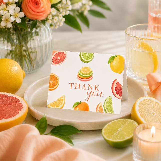 Carte De Remerciements Mariage Citron Main Squeeze  (Main Squeeze Citrus Bridal Shower Thank you card)