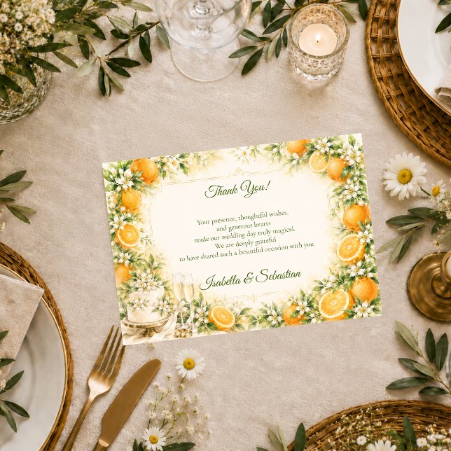 Carte De Remerciements Mariage Citron Romantique (Créateur téléchargé)