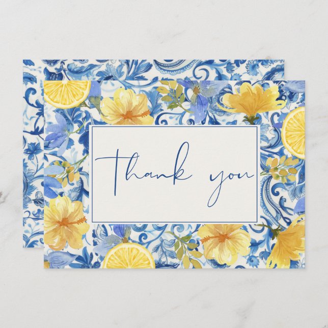 Carte De Remerciements Mariage citronné sous le signe du citron (Devant / Derrière)