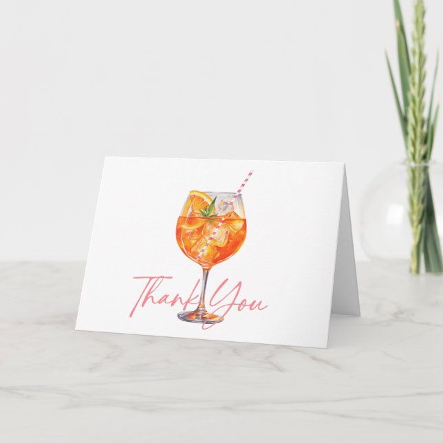 Carte De Remerciements Mariage civil moderne avec Aperol Spritz rose (Devant)