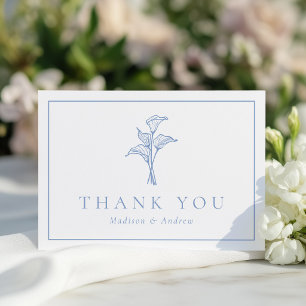 Carte De Remerciements Mariage Classique au Lys Calla Bleu