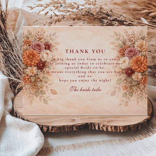 Carte De Remerciements Mariage classique de fleurs d'automne (Créateur téléchargé)