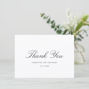Carte De Remerciements Mariage Classique Noir et Blanc Old Money