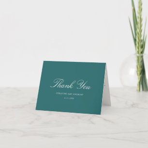 Carte De Remerciements Mariage Classique Teal d'Argent Ancien