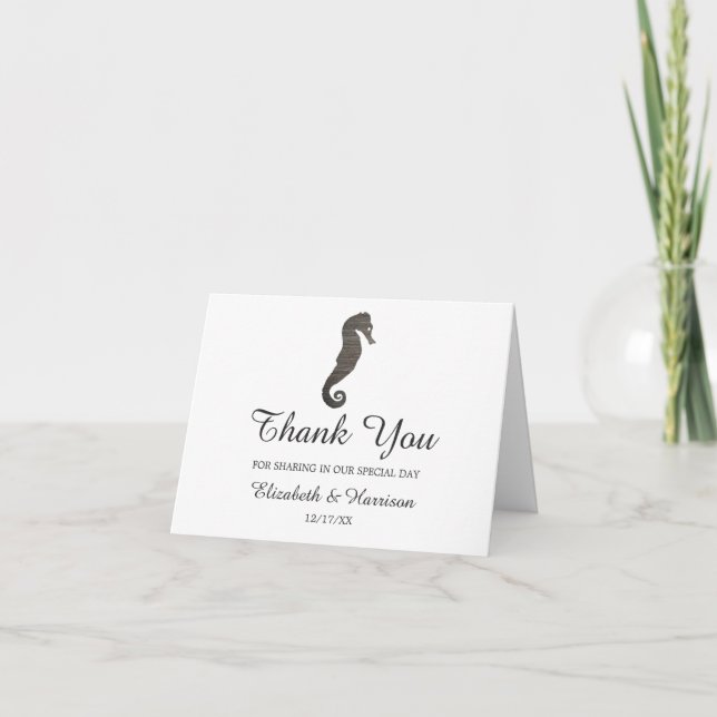 Carte De Remerciements Mariage Clay Seahorse Beach (Devant)