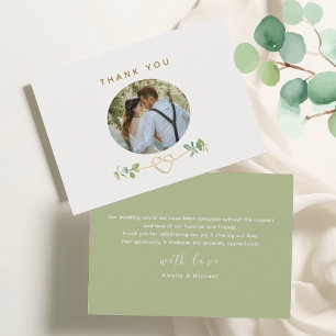 Carte De Remerciements Mariage Cœur d'Or de Verdure