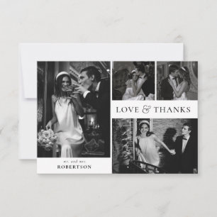 Carte De Remerciements Mariage Collage de Photos Élégant d'Amour et de Re