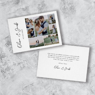 Carte De Remerciements Mariage Collage Photo de Calligraphie Moderne