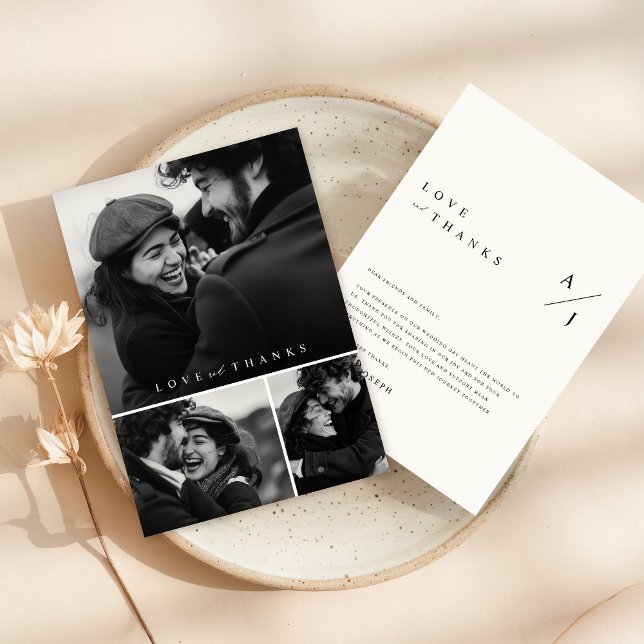 Carte De Remerciements Mariage Collage photo Simple Script 3 (Créateur téléchargé)